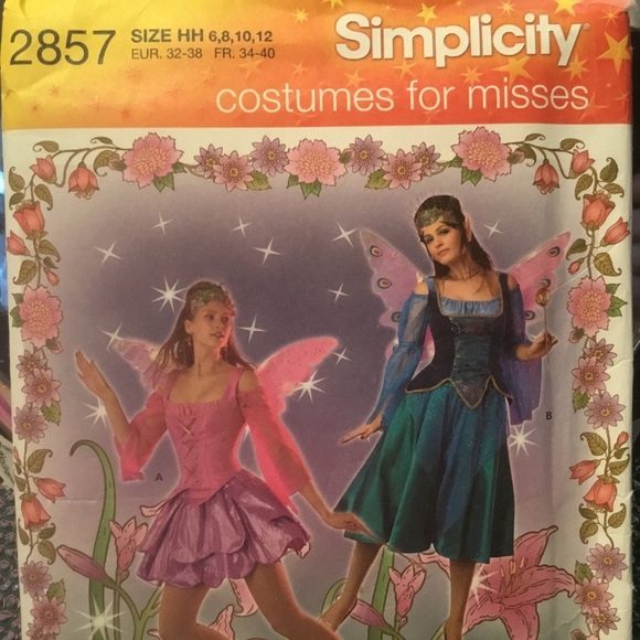 Simplicity Fairy Costume - 2857-6-8-10-12 fairy with wings-Halloween costume - Picture 1 of 5